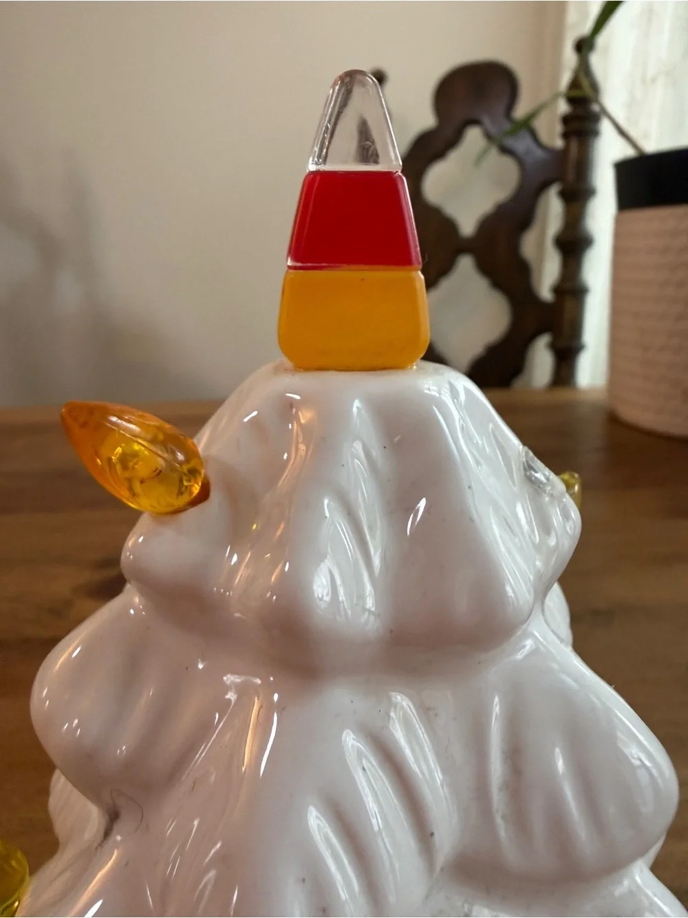 White Ceramic Holiday Tree with Multi-Colored Bulb Lights Halloween